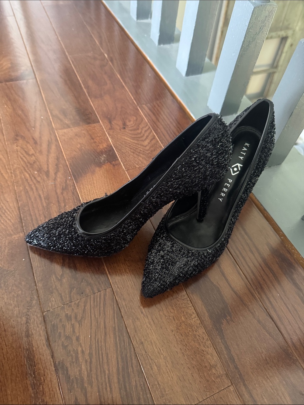 Katy Perry Collections Black Glitter Pointed Pumps